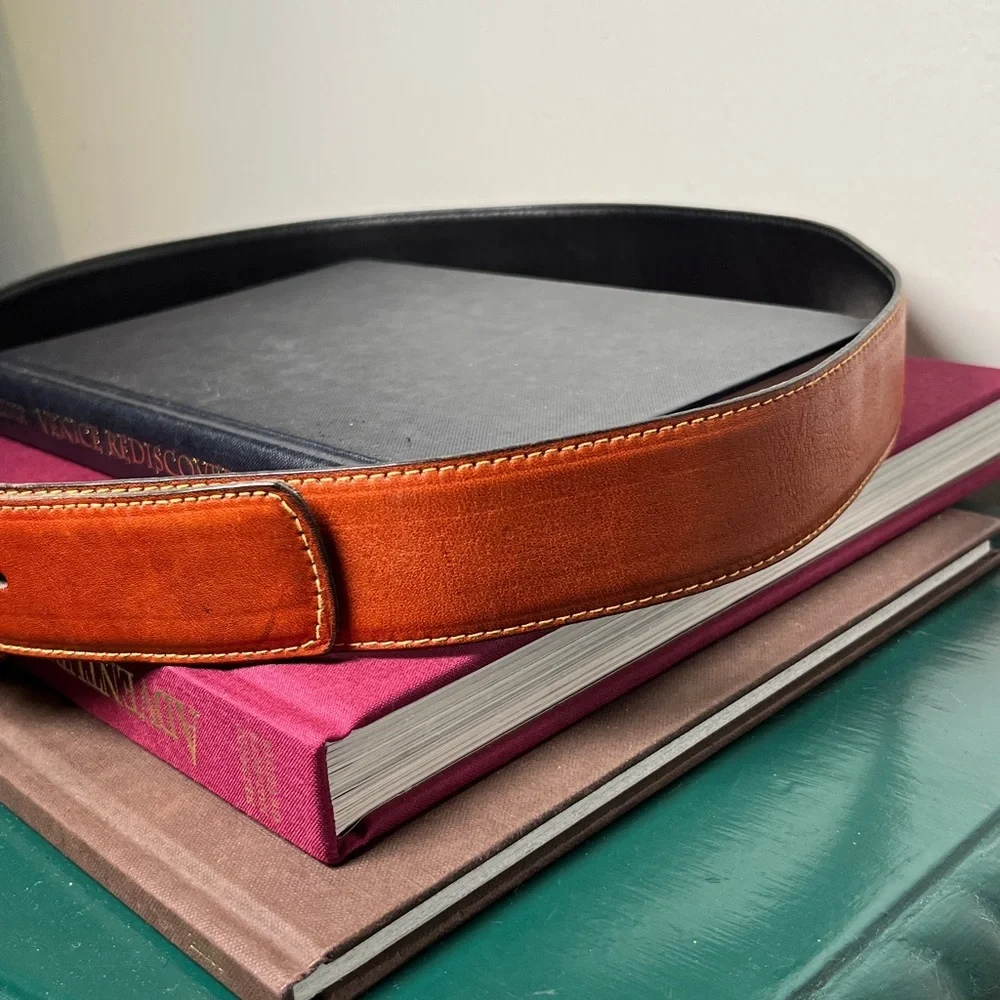 John Weitz Cognac Old‎ English Cashmere Glove Tanned Leather Men's Belt Sz 40
